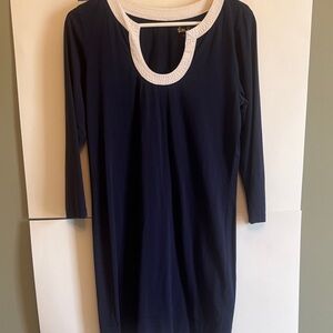 Lilly Pulitzer Navy Dress with Cream Trim